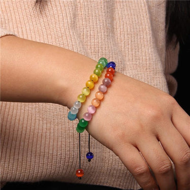 Natural Rainbow Cat's Eye 'GOOD LUCK' Bracelet